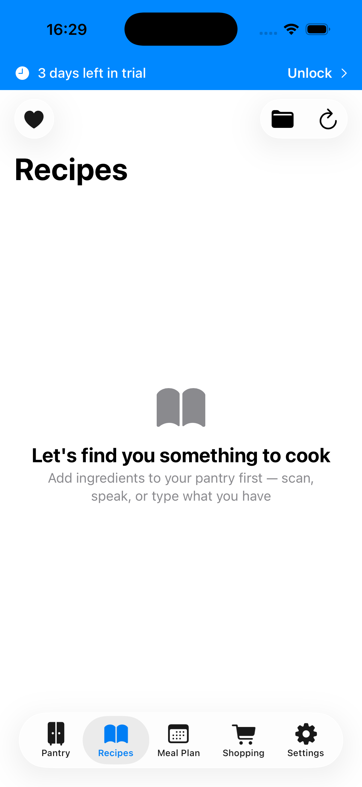 Recipe discovery showing matched recipes